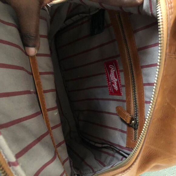 RARE Rawlings Red Label Genuine Leather Backpack Brown Red Stitch NEW